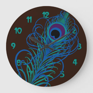 Peacock Feather Graphic Large Clock