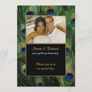 Peacock Feather Green- Photo Wedding Invitation