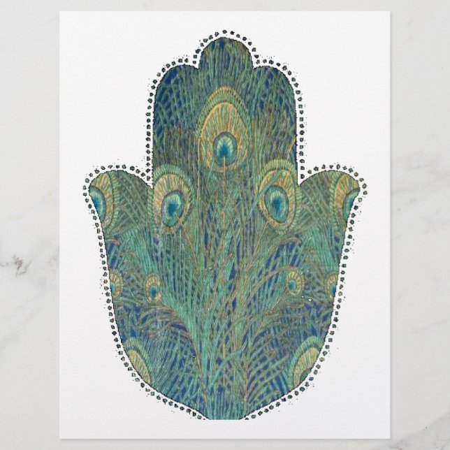 Peacock Feather Hamsa Flyer (Front)