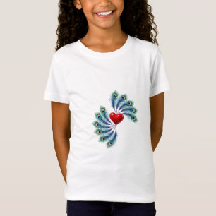 Peacock Feather Heart Graphic T-Shirt Indian Lov