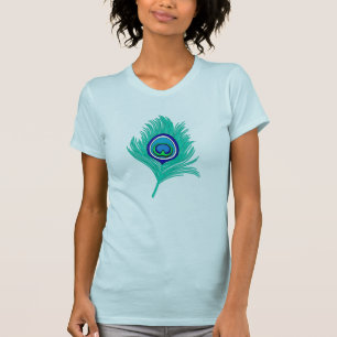 Peacock Feather in Turquoise and Cobalt Blue T-Shirt