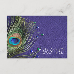 Peacock Feather Jewels Purple RSVP Response Card