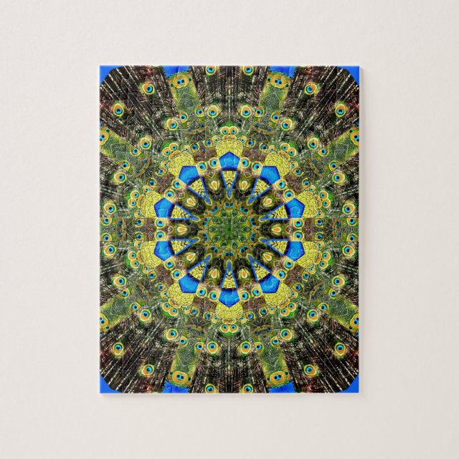 Peacock Feather Kaleidoscope 1 Jigsaw Puzzle (Vertical)