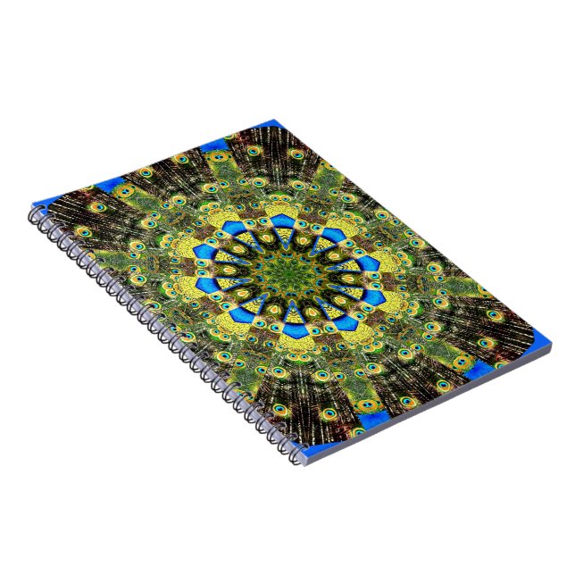 Peacock Feather Kaleidoscope 1 Spiral Notebook (Right Side)