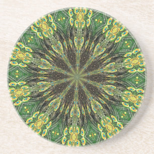 Peacock Feather Kaleidoscope 2 Coaster