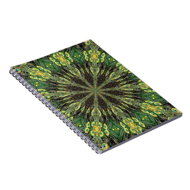Peacock Feather Kaleidoscope 2 Spiral Notebook (Right Side)