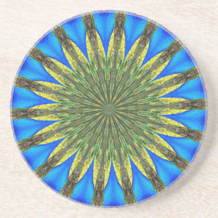 Peacock Feather Kaleidoscope 3 Coaster