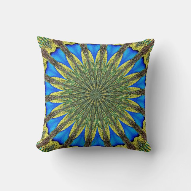 Peacock Feather Kaleidoscope 3 Cushion (Front)