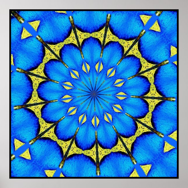 Peacock Feather Kaleidoscope 4 Poster (Front)