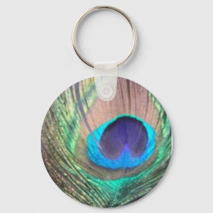 peacock feather key ring