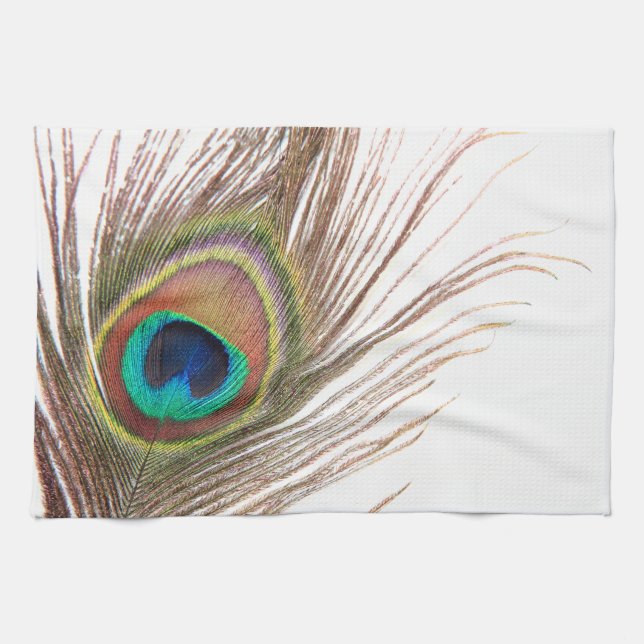 Peacock Feather Kitchen Towel (Horizontal)