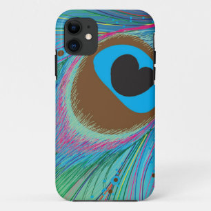 Peacock feather lines background iPhone 11 case