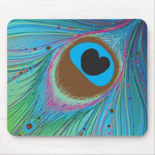 Peacock feather lines background mouse pad