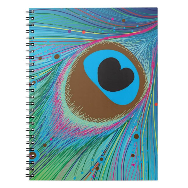Peacock feather lines background spiral notebook (Front)
