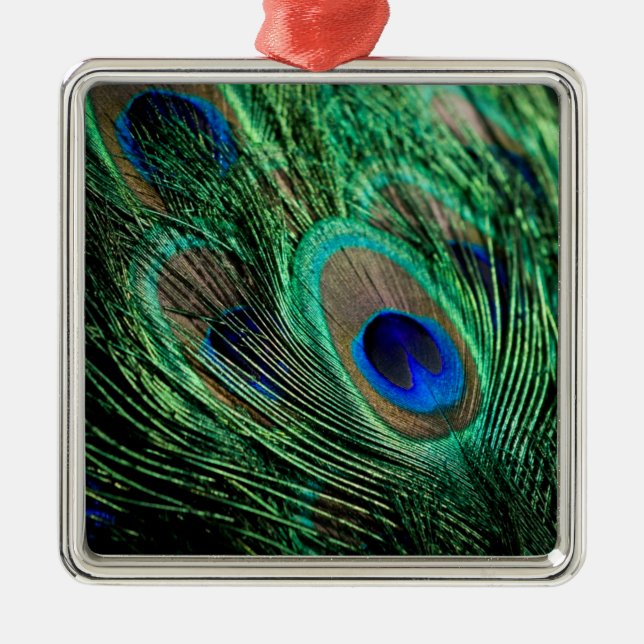 Peacock Feather Lucky Metal Tree Decoration (Front)