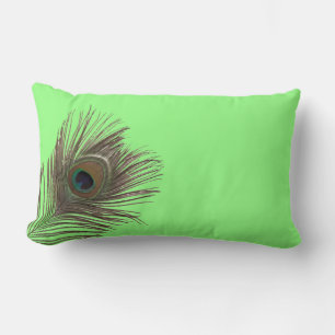 Peacock feather lumbar cushion