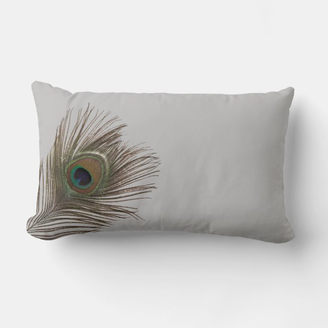 Peacock feather lumbar cushion (Front)