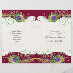 Peacock Feather n Swirls - Formal Wedding Program