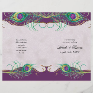 Peacock Feather n Swirls - Formal Wedding Program