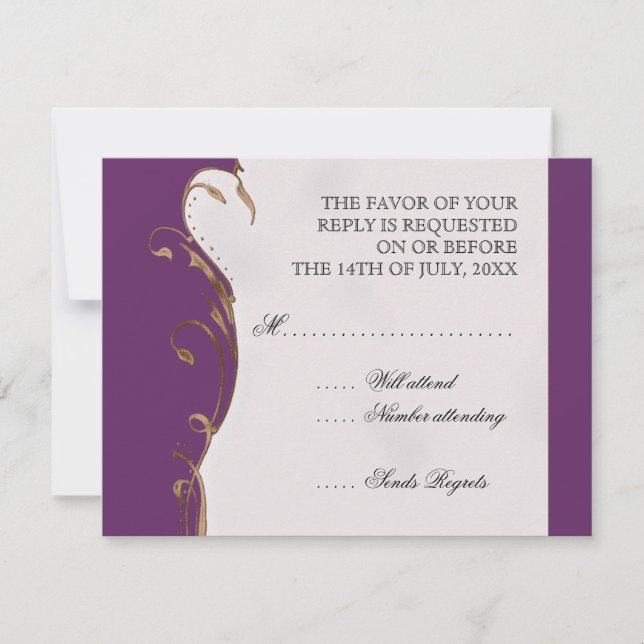 Peacock Feather n Swirls - Wedding Invitation (Front)