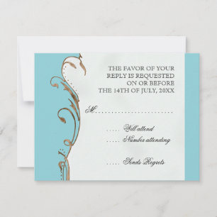 Peacock Feather n Swirls - Wedding Invitation