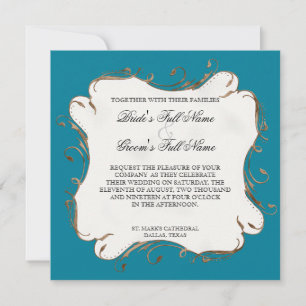 Peacock Feather n Swirls - Wedding Invitation