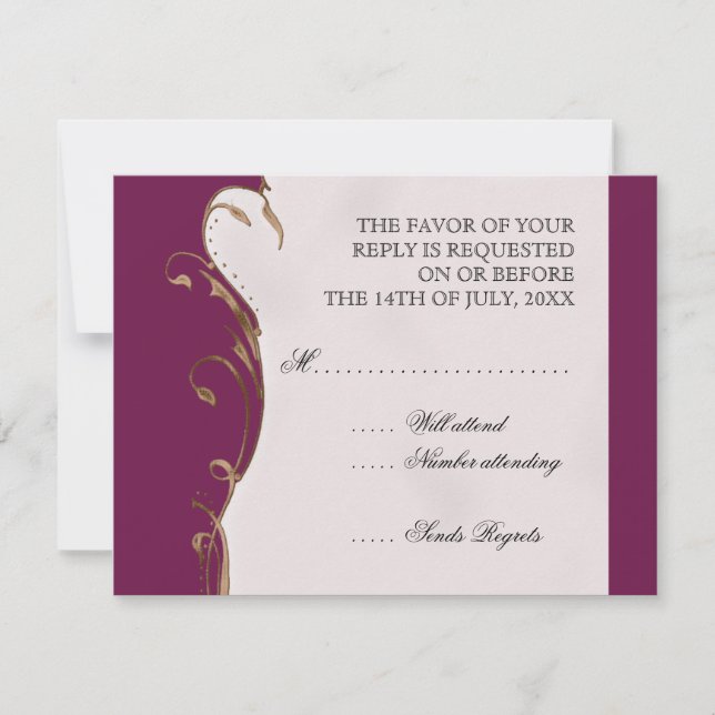 Peacock Feather n Swirls - Wedding Invitation (Front)