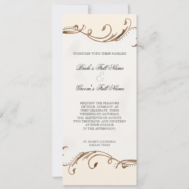 Peacock Feather n Swirls - Wedding Invitation (Front)