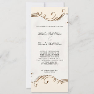Peacock Feather n Swirls - Wedding Invitation