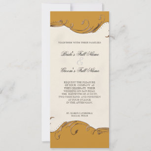 Peacock Feather n Swirls - Wedding Invitation