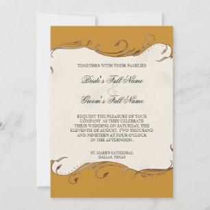 Peacock Feather n Swirls - Wedding Invitation