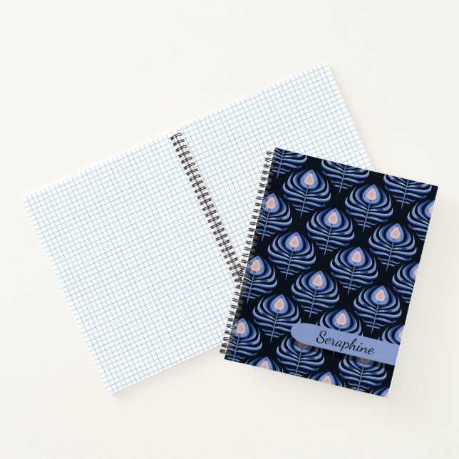 Peacock Feather Notebook Art Deco Feather Pattern (Inside)