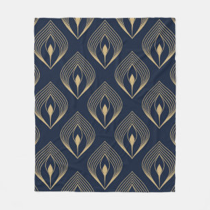 Peacock feather ombre pattern ditzy floral motif.  fleece blanket