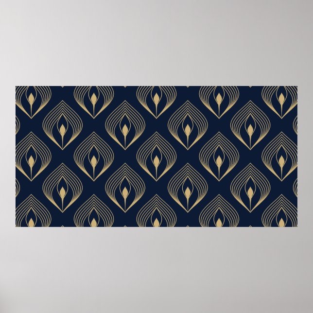 Peacock feather ombre pattern ditzy floral motif.  poster (Front)