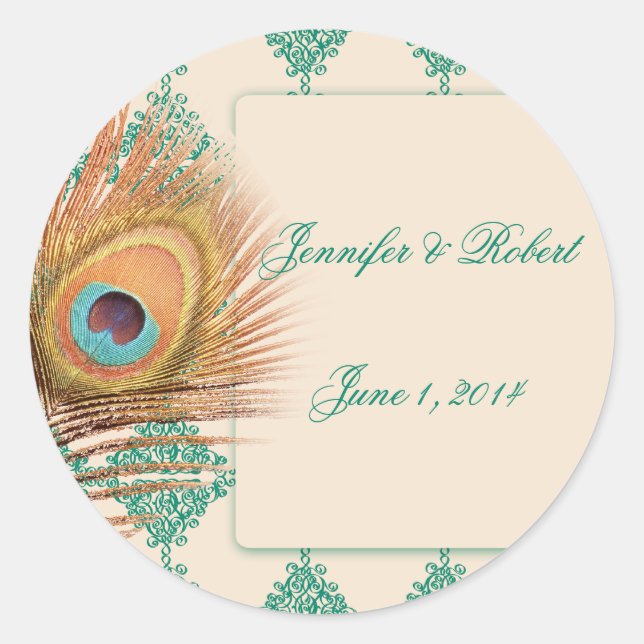 Peacock Feather on Teal Moroccan Envelope Seal (Front)