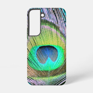 Peacock Feather on Turquoise Samsung Galaxy Case
