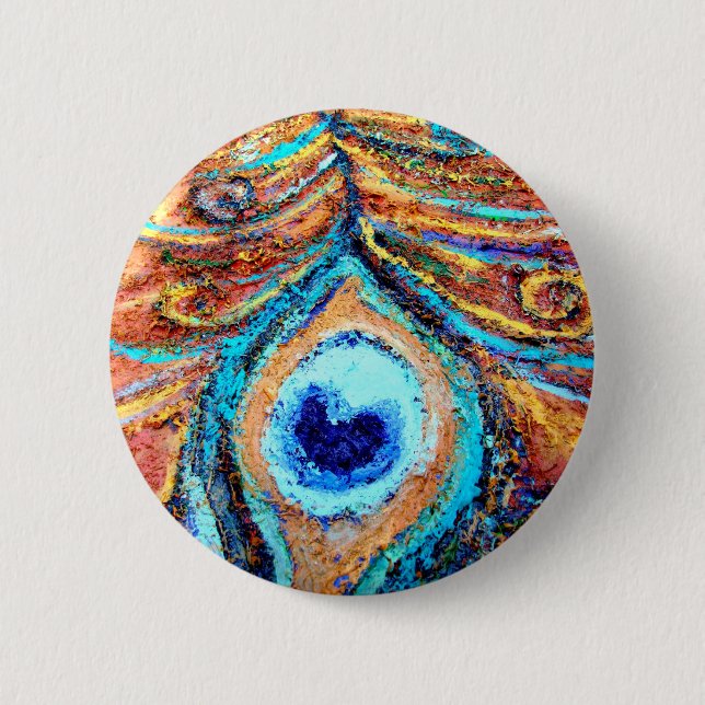 Peacock Feather Painting 6 Cm Round Badge (Front)