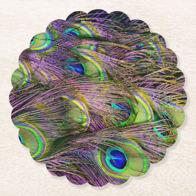 Peacock Feather  Paper Coaster (Front)