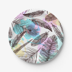 Peacock Feather Paper Plate