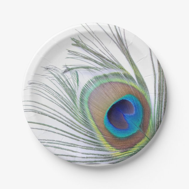 Peacock Feather Paper Plate (Front)