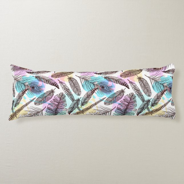 Peacock Feather Pattern Body Cushion (Front)