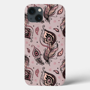 Peacock feather pattern iPhone 13 case