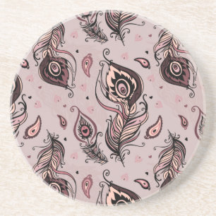 Peacock feather pattern coaster