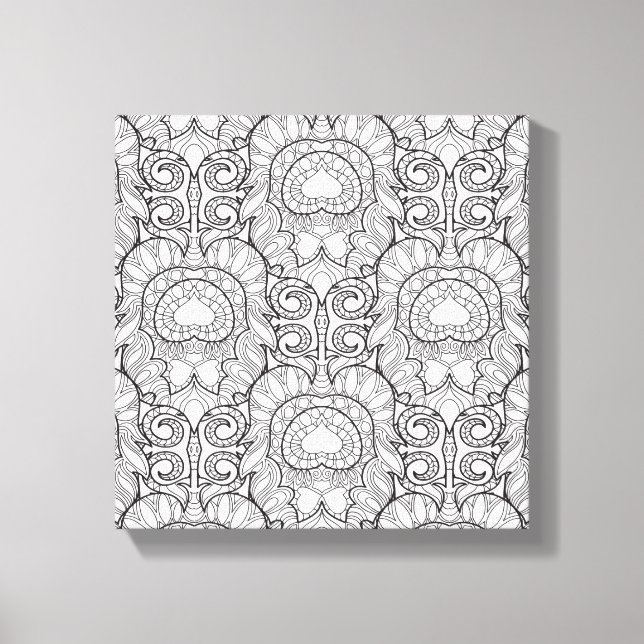 Peacock Feather Pattern Doodle 6 Canvas Print (Front)