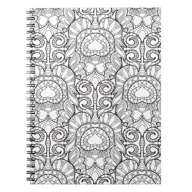 Peacock Feather Pattern Doodle Notebook (Front)