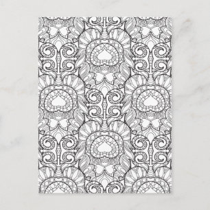 Peacock Feather Pattern Doodle Postcard