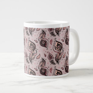 Peacock feather pattern large coffee mug