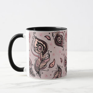 Peacock feather pattern mug
