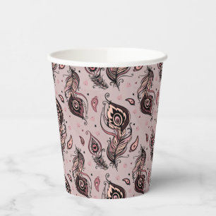 Peacock feather pattern paper cups