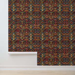 Peacock Feather Pattern Textured Vinyl Wallpaper